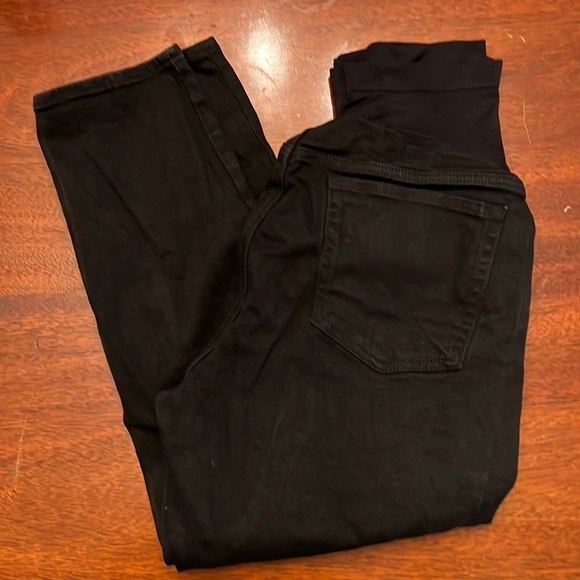 Old Navy Denim - Old Navy Black Maternity Jeans, Straight Leg, Full Panel, Size 16
